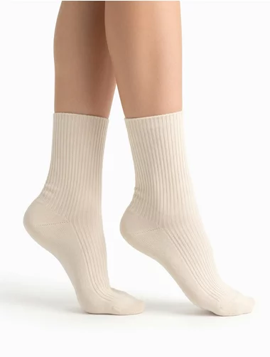 Sosete raiate bumbac 100% in culoare in naturala Steven S201