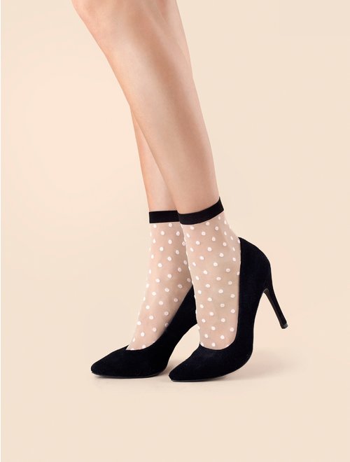 Sosete scurte cu model Fiore Bubble Gum 20 den