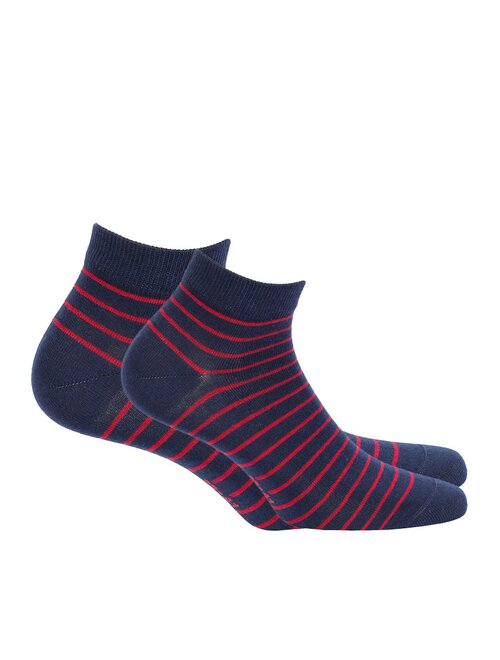 Sosete scurte din bumbac albastre cu dungi rosii Wola W94.N04.999