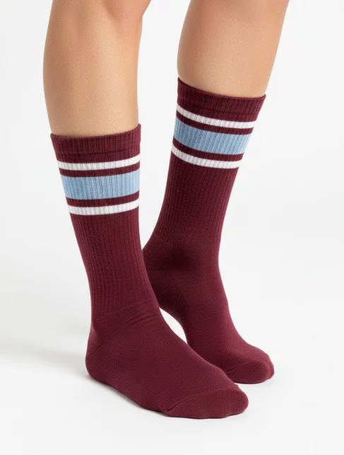 Sosete sport bordo cu dungi Kabak Rollerskating