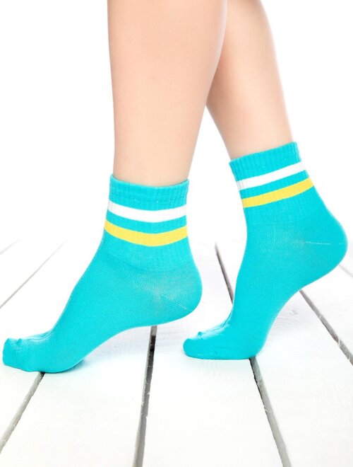 Sosete turcoaz cu dungi colorate Socks Concept SC-1541-4