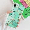 Husa marmura cu aplicatii geometrice pentru iPhone X/ XS Green Mint