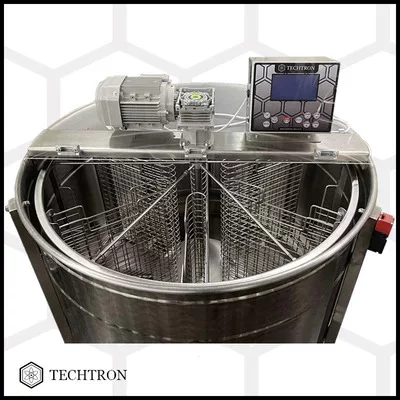 Centrifuga apicola reversibila 6 rame cuib 1/1, inox alimentar AISI 304 0.8 mm, Ø950 mm electrica 220V, motoreductor, full automat ecran mare, Techtron PREMIUM