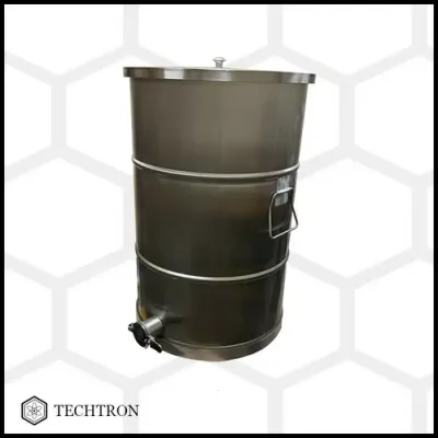 Maturator miere 100 kg, inox 304, 0.8 mm, Ø400 mm, canea inox, manere si inchidere capac - Techtron