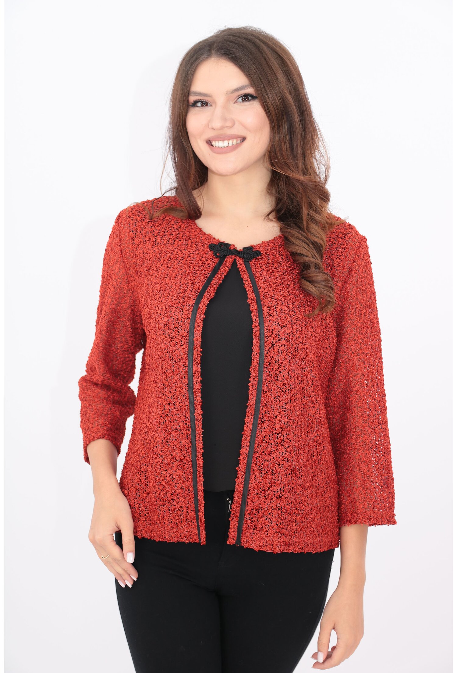 Blazer caramiziu tricotat