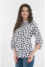 Bluza alba cu buline bleumarin si guler tunica
