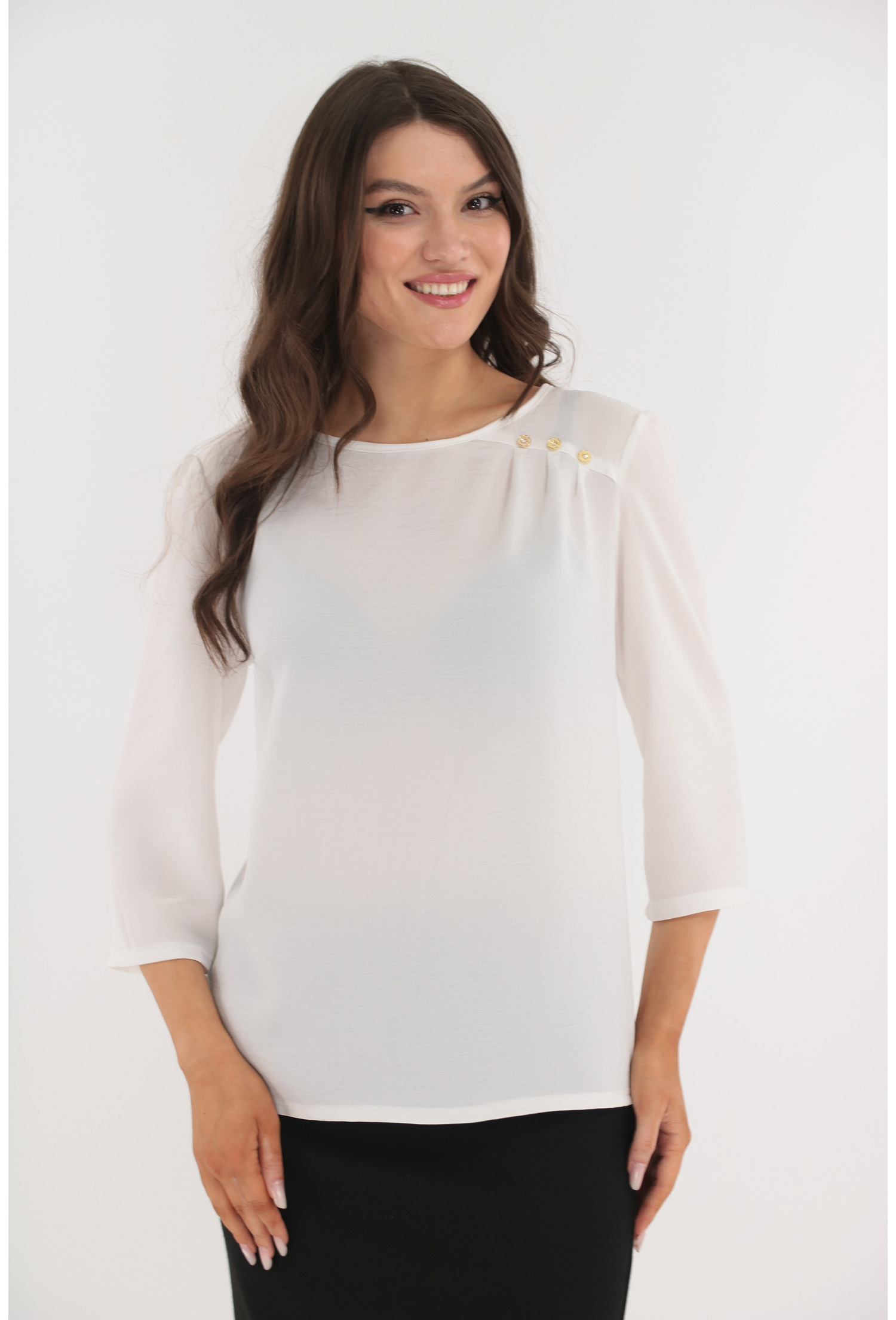 Bluza alba cu pliuri asimetrice