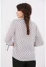 Bluza alba cu print zig-zag gri