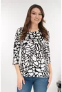Bluza alba din vascoza cu imprimeu abstract negru