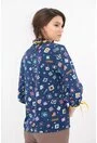 Bluza albastra cu print geometric
