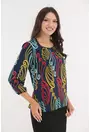 Bluza bleumarin cu imprimeu abstract mustar