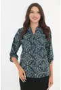 Bluza bleumarin cu print abstract vernil