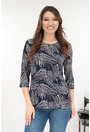 Bluza bleumarin din vascoza cu imprimeu abstract crem
