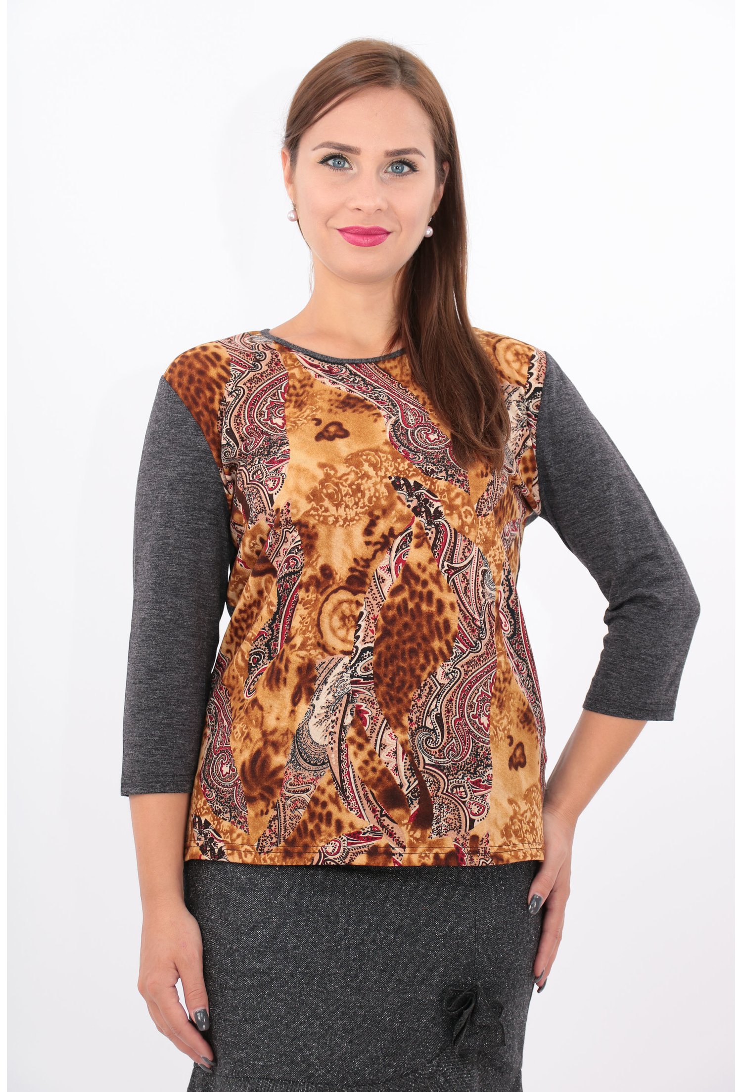 Bluza cu imprimeu abastract rosu