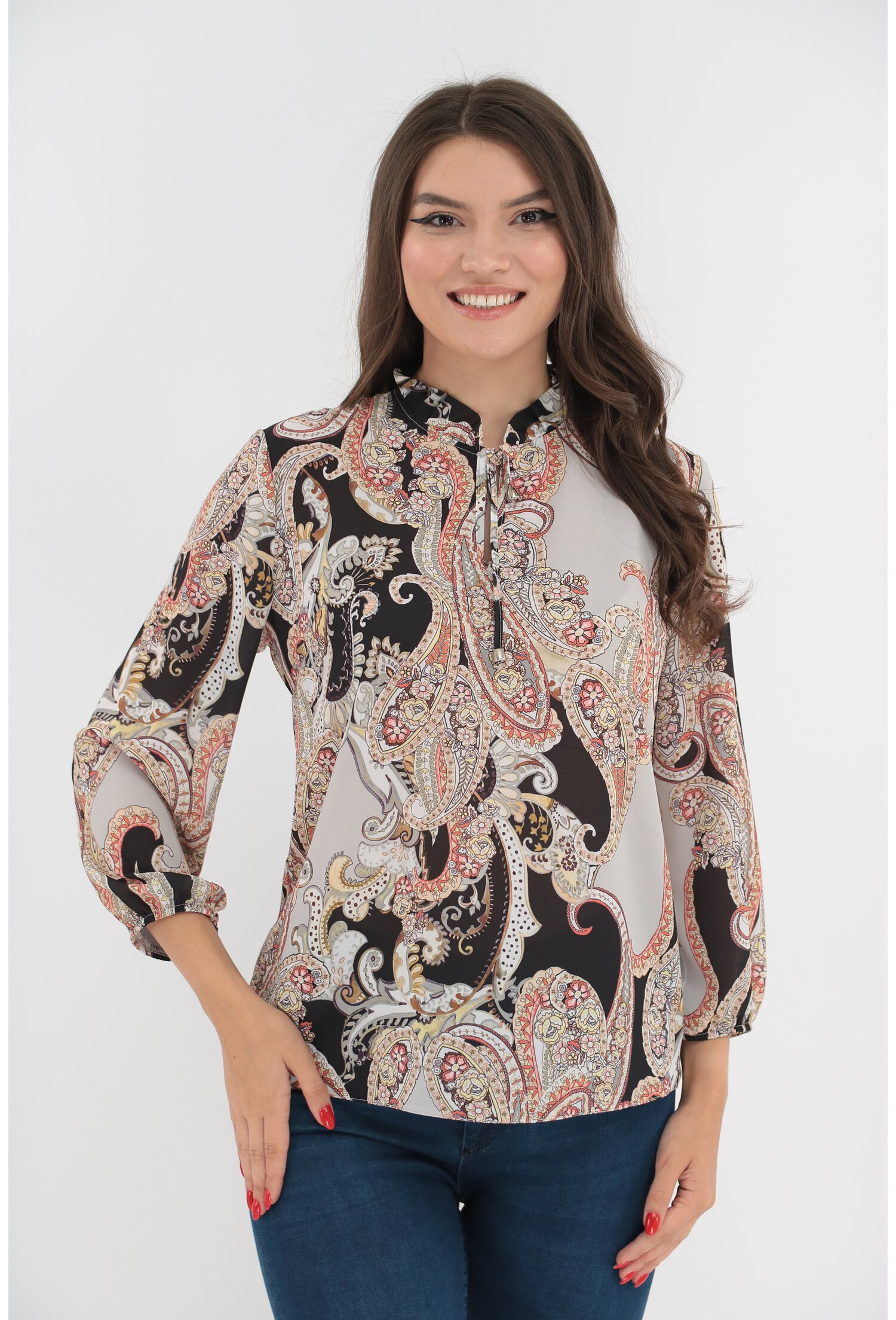 Bluza cu imprimeu abstract multicolor