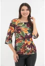 Bluza cu imprimeu frunze multicolore