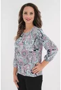 Bluza cu imprimeu geometric-floral roz