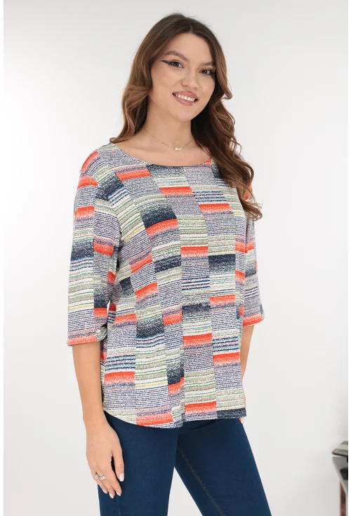 Bluza din bumbac cu print abstract multicolor