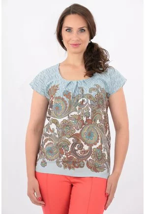 Bluza din bumbac cu print caramiziu