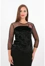 Bluza din catifea neagra cu broderie florala