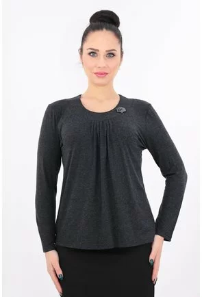 Bluza din tricot gri cu pliuri