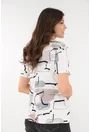 Bluza din vascoza alba cu print abstract gri