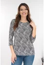 Bluza din vascoza cu imprimeu abstract alb-negru