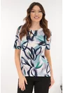 Bluza din vascoza cu print abstract gri-vernil