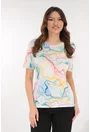 Bluza din vascoza cu print abstract vernil-roz
