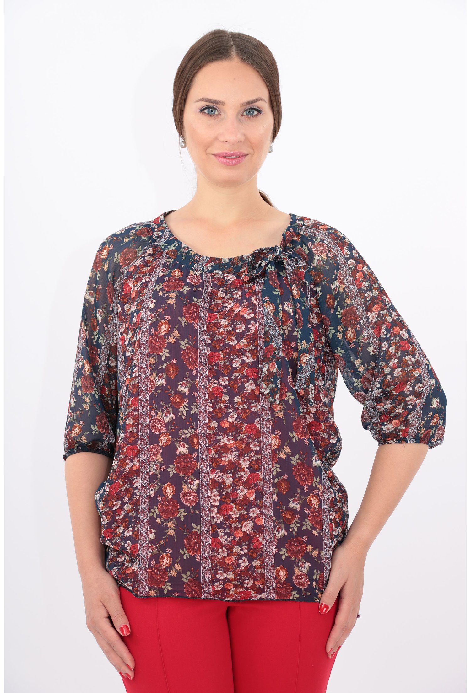 Bluza din voal cu print floral