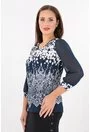 Bluza din voal si jerse bleumarin cu alb