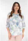 Bluza eleganta alba cu print abstract lila
