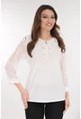 Bluza eleganta alba cu volanase la decolteu