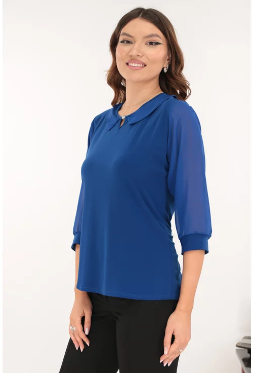 Bluza eleganta albastra cu guleras