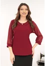 Bluza eleganta bordo cu guleras
