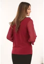 Bluza eleganta bordo cu volanase la decolteu