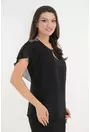 Bluza eleganta din satin negru cu volanase