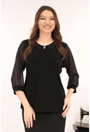 Bluza eleganta neagra cu guleras