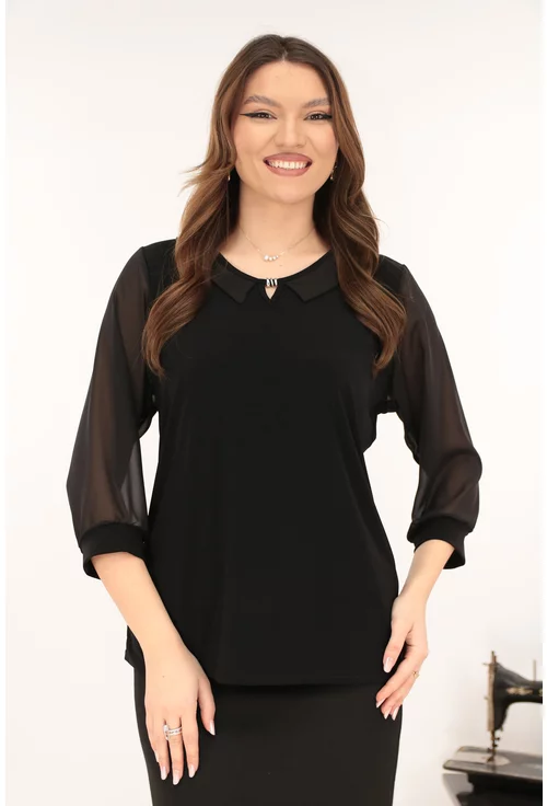 Bluza eleganta neagra cu guleras