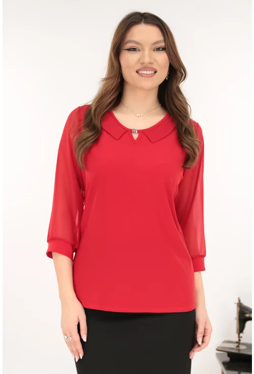 Bluza eleganta rosie cu guleras