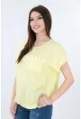 Bluza galbena din bumbac cu buzunar aplicat