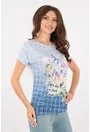 Bluza lejera bleu cu print floral multicolor