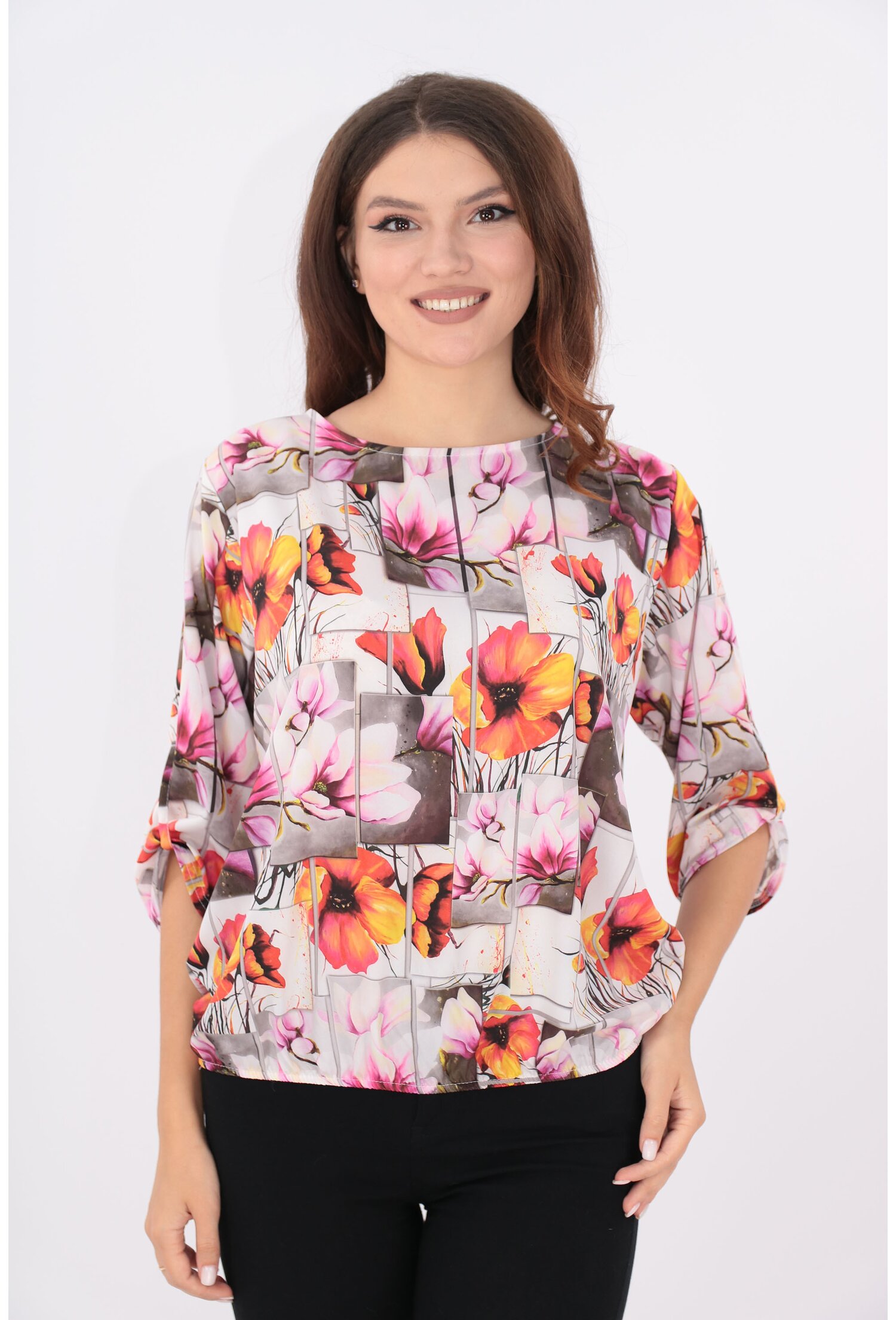 Bluza lejera cu maci rosii