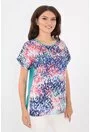 Bluza lejera turcoaz cu print multicolor