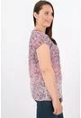 Bluza lila din voal cu bordura roz