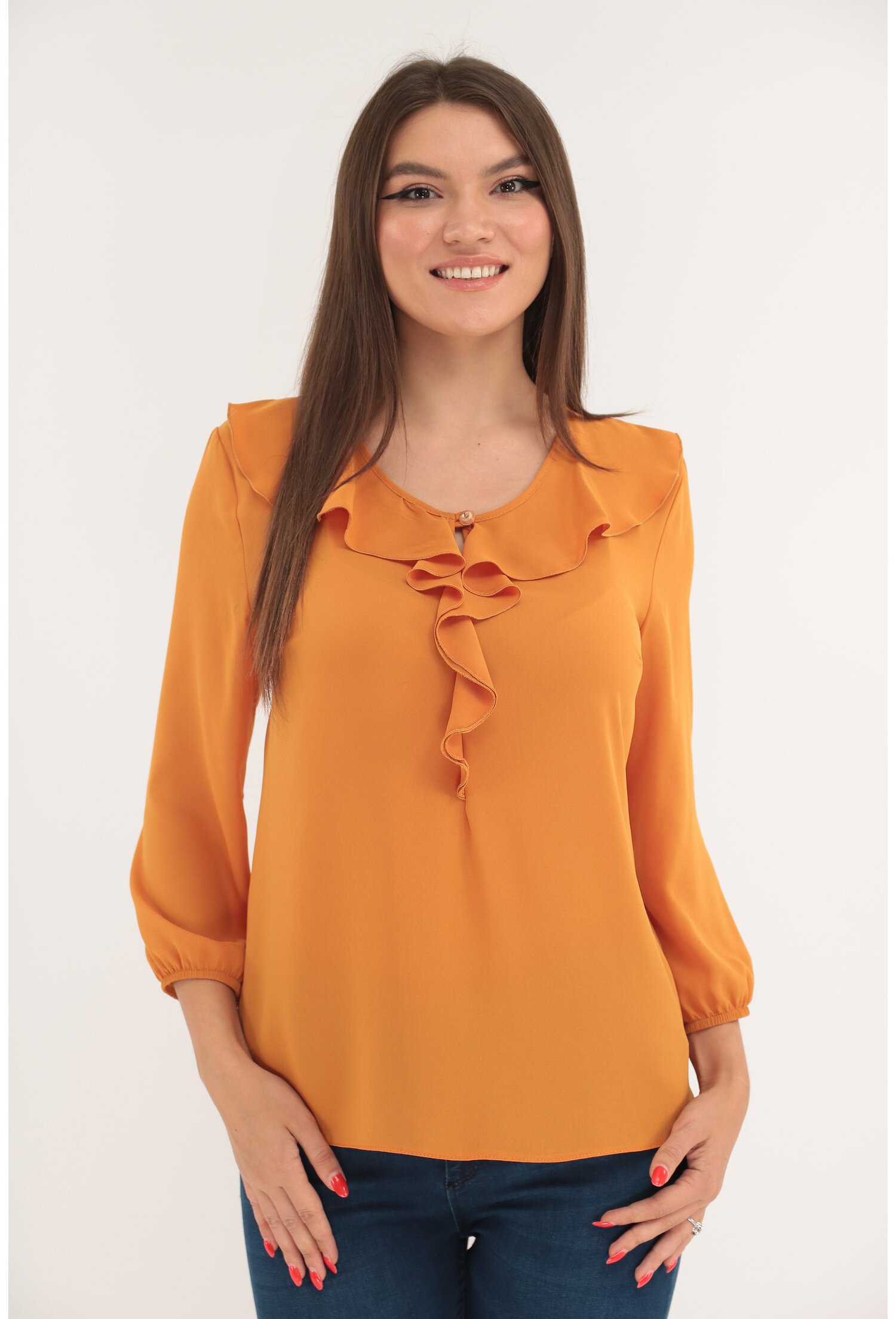 Bluza mustar cu volanase