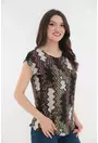 Bluza neagra cu print geometric maro-gri