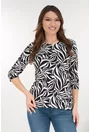 Bluza neagra din vascoza cu imprimeu abstract alb
