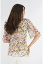 Bluza roz din voal cu print floral maxi