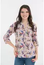 Bluza roz-pudra cu print floral multicolor